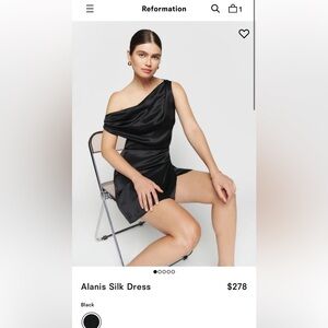 Reformation Alanis Black Silk Mini Dress